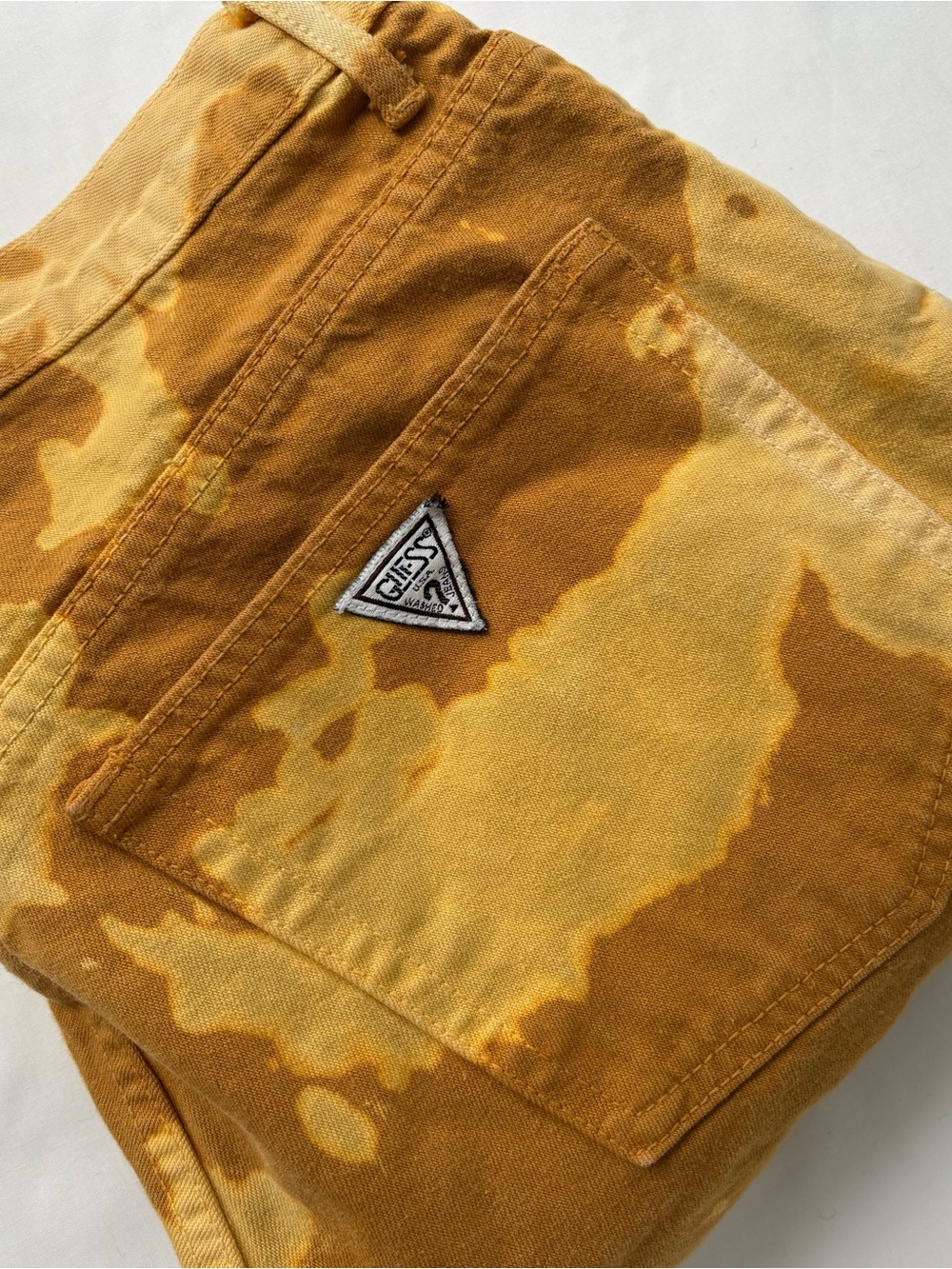 Vintage 90s Guess Jeans USA Bleached Denim Shorts Men’s Size 31 Distressed Acid